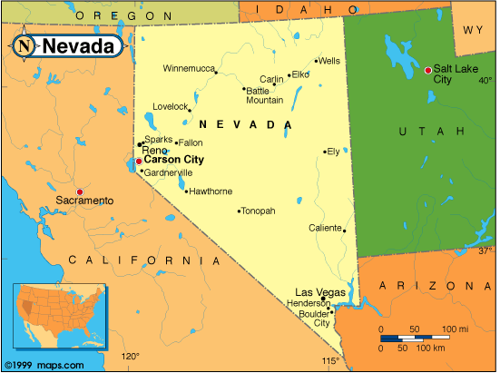 Printable Map Of Nevada for free download.